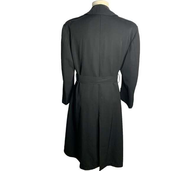 Vintage 40s WWII US Navy Uniform Trench Coat Size 41 Black Wool Unlined Belted - Picture 4 of 7